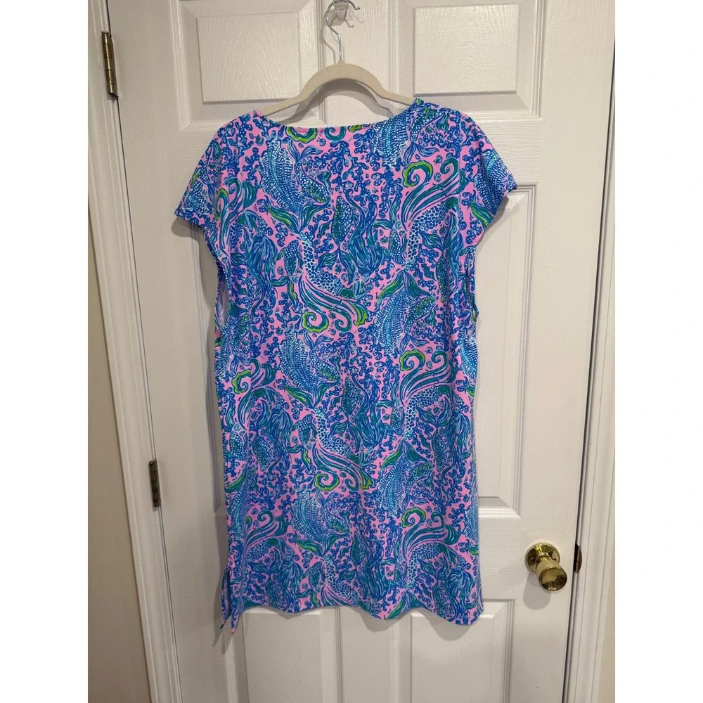Lilly Pulitzer Talli V-Neck Coverup Lilac Rose We Mermaid It Pink Blue XL